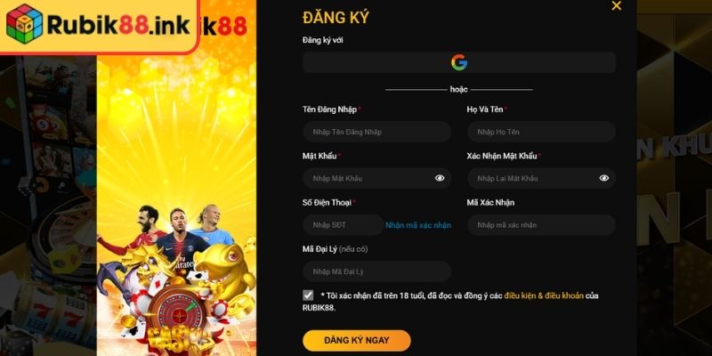 Đăng Ký Rubik88 – Bắt Đầu Hành Trình Với Thao Tác Đơn Giản 2 Điền thông tin cơ bản