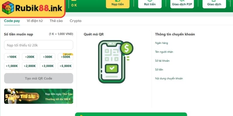 Nạp Tiền Rubik88 – Giao Dịch Nhanh Hỗ Trợ Đa Dạng Hình Thức 1 Các phương thức nạp tiền Rubik88 được chọn nhiều
