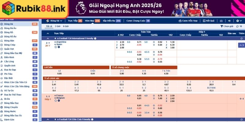 Sảnh Sbo Rubik88 Thiên Đường Cá Cược Thể Thao Độc Quyền 2 Thế giới thể thao đa dạng tại sảnh SBO Rubik88